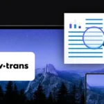 banner with Daw-Trans logo, two mobile devices laptop and tablet, document icon with magnifying glass