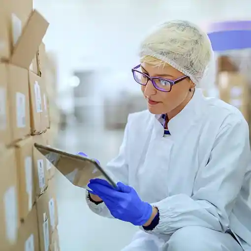 Proget mobility management for medical industry, warehouse worker with tablet