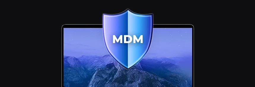 banner with a laptop and a shield icon with MDM written on it