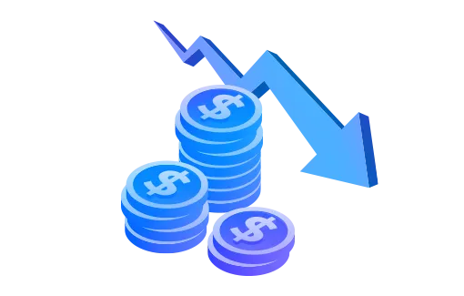 cost control, money and a downward arrow