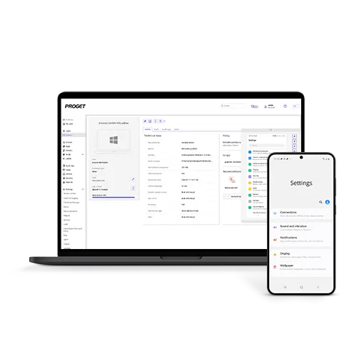 Proget Remote app desktop, view on laptop and phone