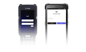 two reinforced devices, front view of the screen in Kiosk mode of the Proget system
