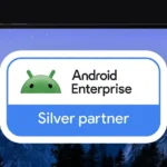 a laptop with the Android Enterprise Silver Partner badge