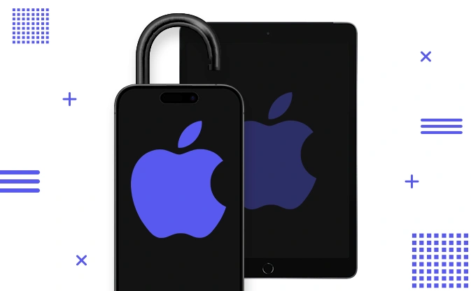 jailbreak: an iPhone with a padlock and a tablet with the Apple logo